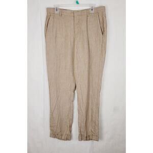 Baird McNutt Murano 100% linen tan trouser pants Size 34x32 mens Preppy Summer